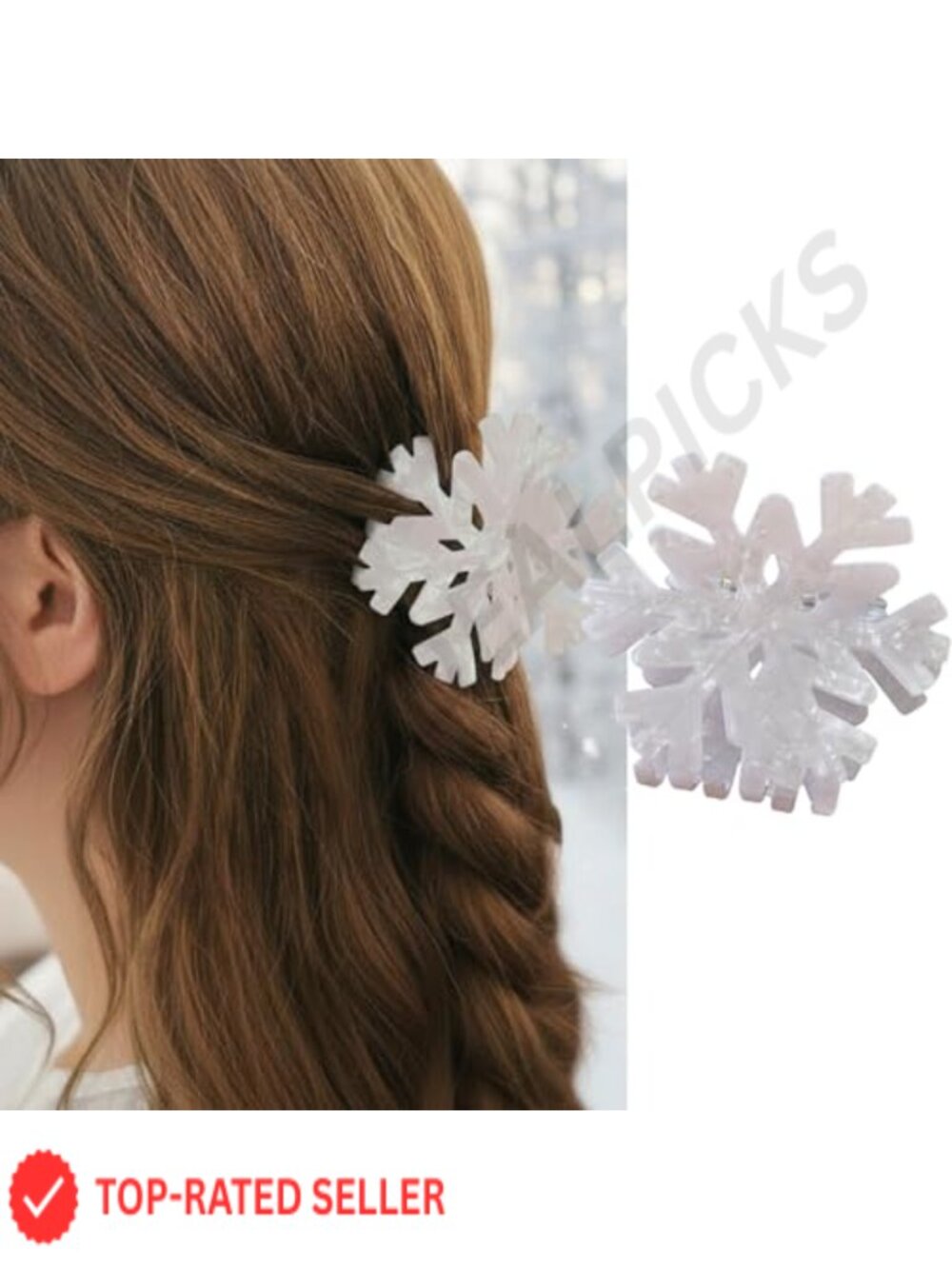 Snowflake Claw Hair Clip with Rhinestones for Women Gift Hair Accessory